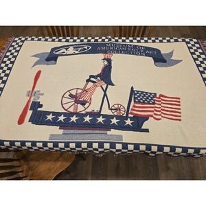 Whirligig Uncle Sam Riding Throw Blanket Woven Museum American Folk Art